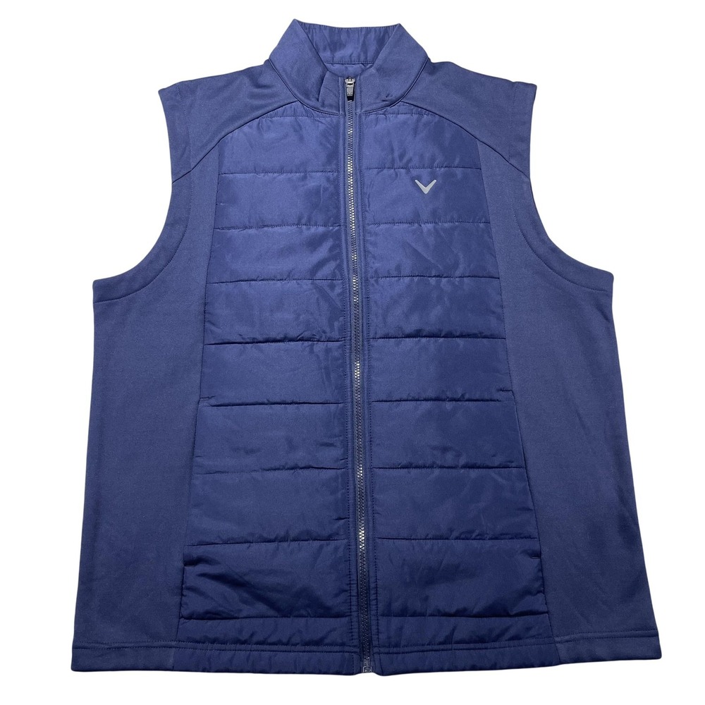 Callaway Vest Mens Large Blue Quilted Full Zip Golf Insulated Logo Outdoor